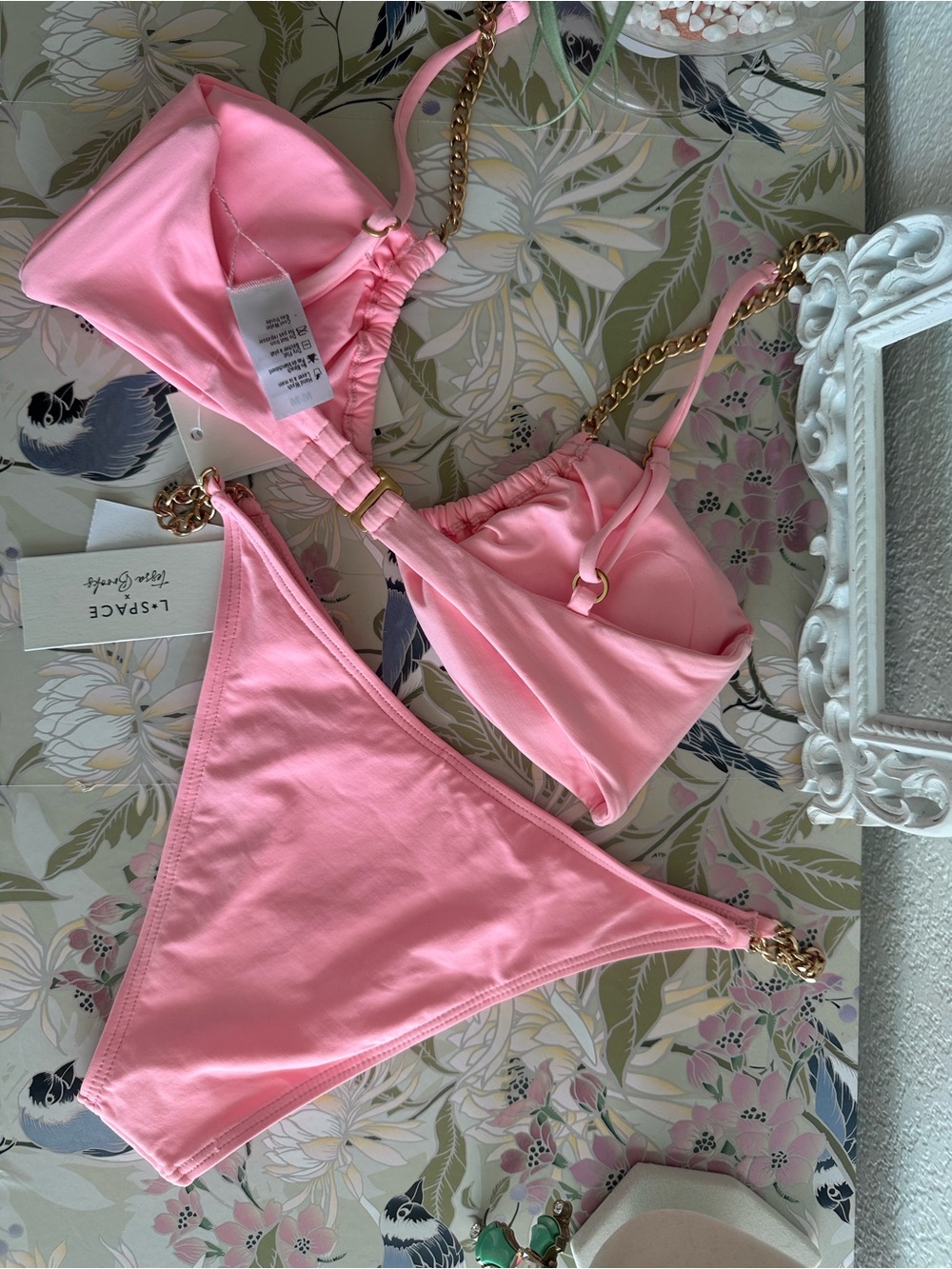 Lspace Pink Chain-Detail Bikini Set NWT - Picture 2 of 2